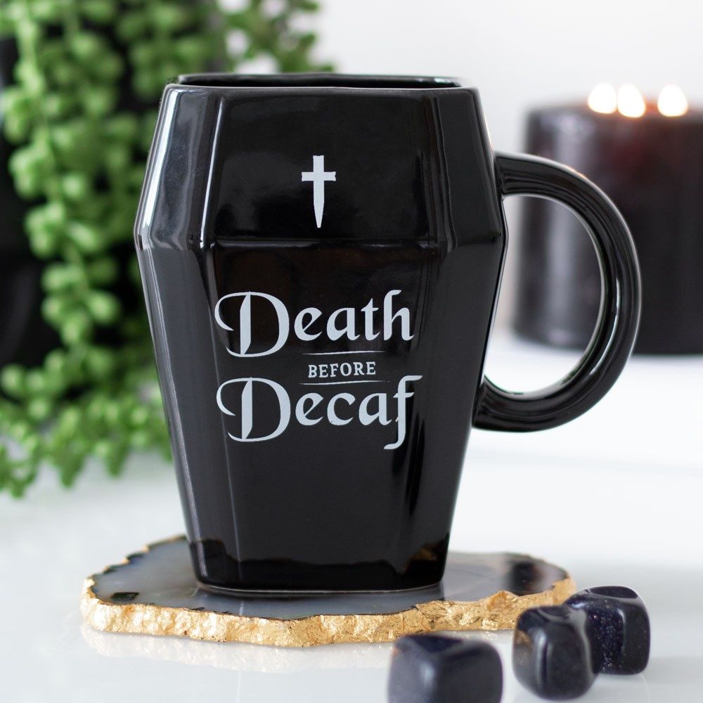 Something Different - Death Before Decaf Coffin Tasse - Noir